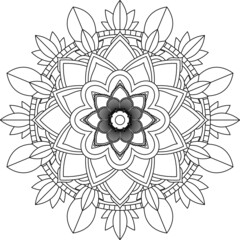Easy Mandala coloring book simple and basic for beginners, seniors and children. Set of Mehndi flower pattern for Henna drawing and tattoo. Decoration in ethnic oriental, Indian style.