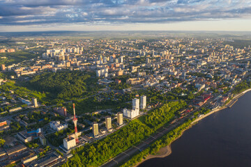 Fototapeta na wymiar Aerial view, drone photography, panorama of Perm, Ural region of Russia.