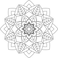 Easy Mandala coloring book simple and basic for beginners, seniors and children. Set of Mehndi flower pattern for Henna drawing and tattoo. Decoration in ethnic oriental, Indian style.