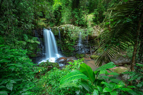 Sapan Waterfall (Namtok Sapan) 3nd floor is  most beautiful waterfall of NAN province.  Khun Nan National Park, Sapan village, Boklua District, Nan Province, Thailand