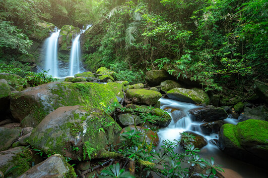 Sapan Waterfall (Namtok Sapan) 3nd floor is  most beautiful waterfall of NAN province.  Khun Nan National Park, Sapan village, Boklua District, Nan Province, Thailand