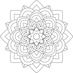 Easy Mandala coloring book simple and basic for beginners, seniors and children. Set of Mehndi flower pattern for Henna drawing and tattoo. Decoration in ethnic oriental, Indian style.