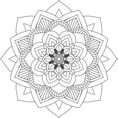 Easy Mandala coloring book simple and basic for beginners, seniors and children. Set of Mehndi flower pattern for Henna drawing and tattoo. Decoration in ethnic oriental, Indian style.