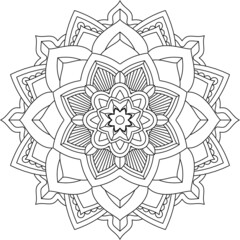 Easy Mandala coloring book simple and basic for beginners, seniors and children. Set of Mehndi flower pattern for Henna drawing and tattoo. Decoration in ethnic oriental, Indian style.