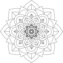 Easy Mandala coloring book simple and basic for beginners, seniors and children. Set of Mehndi flower pattern for Henna drawing and tattoo. Decoration in ethnic oriental, Indian style.