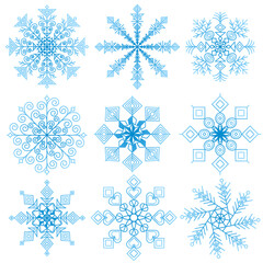 set of vector snowflakes