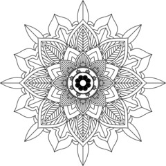 Easy Mandala coloring book simple and basic for beginners, seniors and children. Set of Mehndi flower pattern for Henna drawing and tattoo. Decoration in ethnic oriental, Indian style.