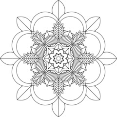Easy Mandala coloring book simple and basic for beginners, seniors and children. Set of Mehndi flower pattern for Henna drawing and tattoo. Decoration in ethnic oriental, Indian style.