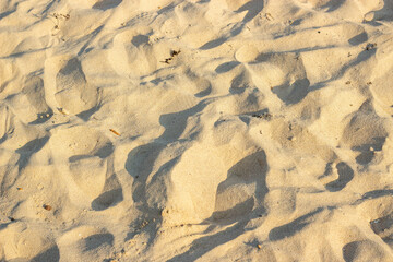 Close up sand with sunlight in summer beach.
