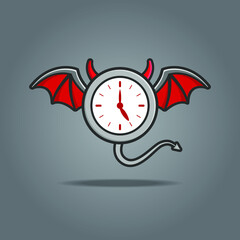 clock cartoon character, funny alarmclock illustration