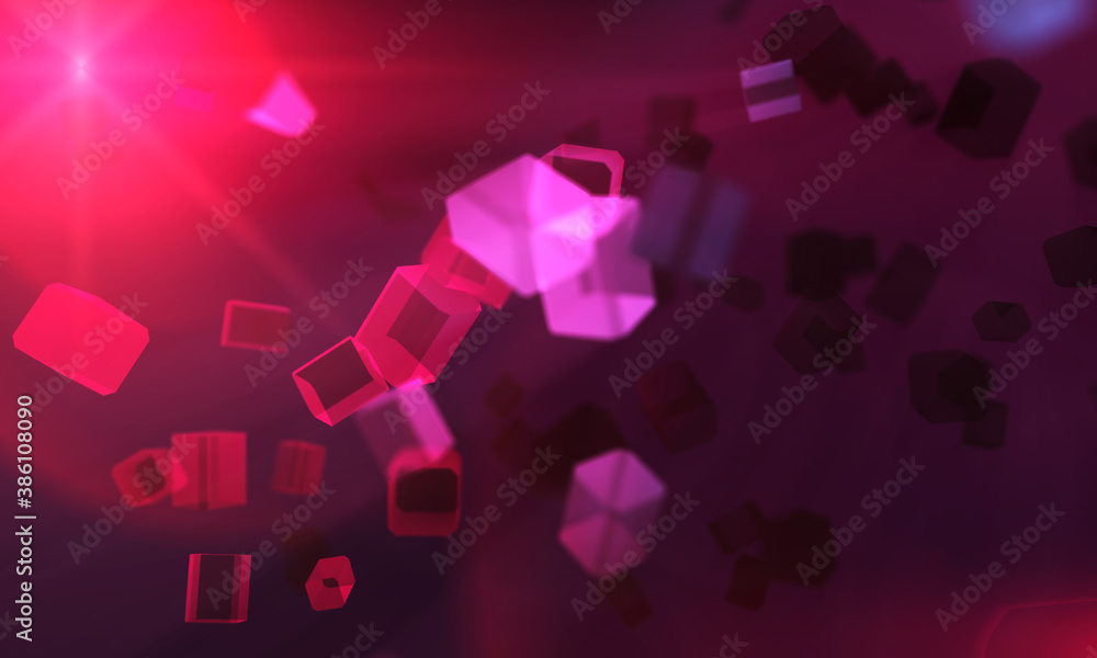 Poster abstract tech color background of geometric shapes. 3d rendering