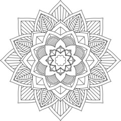 Easy Mandala coloring book simple and basic for beginners, seniors and children. Set of Mehndi flower pattern for Henna drawing and tattoo. Decoration in ethnic oriental, Indian style.