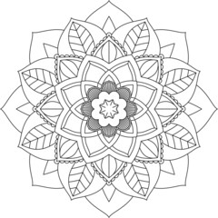 Easy Mandala coloring book simple and basic for beginners, seniors and children. Set of Mehndi flower pattern for Henna drawing and tattoo. Decoration in ethnic oriental, Indian style.