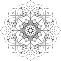 Easy Mandala coloring book simple and basic for beginners, seniors and children. Set of Mehndi flower pattern for Henna drawing and tattoo. Decoration in ethnic oriental, Indian style.