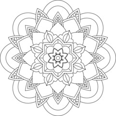 Easy Mandala coloring book simple and basic for beginners, seniors and children. Set of Mehndi flower pattern for Henna drawing and tattoo. Decoration in ethnic oriental, Indian style.