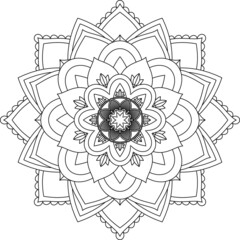 Easy Mandala coloring book simple and basic for beginners, seniors and children. Set of Mehndi flower pattern for Henna drawing and tattoo. Decoration in ethnic oriental, Indian style.