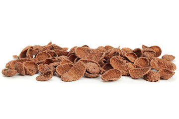 Brown cocoa cornflakes closeup