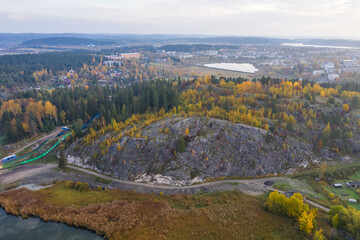 Sortavala, a Karelian city on the shores of Lake Ladoga. The famous Kuhavuori Mountain and Wakkosalmi Park