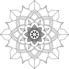 Easy Mandala coloring book simple and basic for beginners, seniors and children. Set of Mehndi flower pattern for Henna drawing and tattoo. Decoration in ethnic oriental, Indian style.