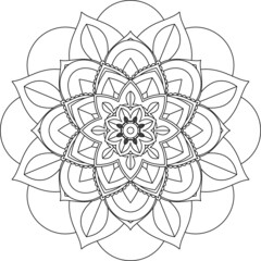 Easy Mandala coloring book simple and basic for beginners, seniors and children. Set of Mehndi flower pattern for Henna drawing and tattoo. Decoration in ethnic oriental, Indian style.