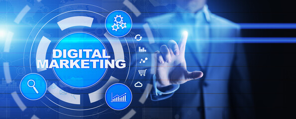 Digital marketing, Online advertising, SEO, SEM, SMM. Business and internet concept.