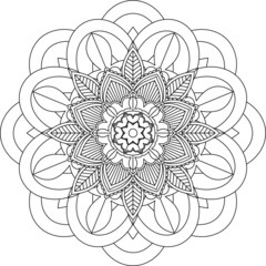 Easy Mandala coloring book simple and basic for beginners, seniors and children. Set of Mehndi flower pattern for Henna drawing and tattoo. Decoration in ethnic oriental, Indian style.