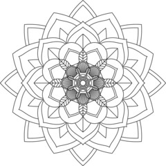Easy Mandala coloring book simple and basic for beginners, seniors and children. Set of Mehndi flower pattern for Henna drawing and tattoo. Decoration in ethnic oriental, Indian style.
