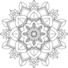 Easy Mandala coloring book simple and basic for beginners, seniors and children. Set of Mehndi flower pattern for Henna drawing and tattoo. Decoration in ethnic oriental, Indian style.