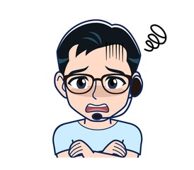 Young man in a light blue T-shirt