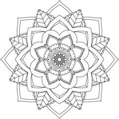 Easy Mandala coloring book simple and basic for beginners, seniors and children. Set of Mehndi flower pattern for Henna drawing and tattoo. Decoration in ethnic oriental, Indian style.