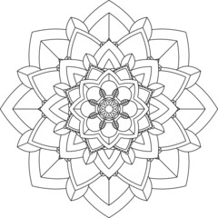 Easy Mandala coloring book simple and basic for beginners, seniors and children. Set of Mehndi flower pattern for Henna drawing and tattoo. Decoration in ethnic oriental, Indian style.