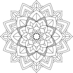 Easy Mandala coloring book simple and basic for beginners, seniors and children. Set of Mehndi flower pattern for Henna drawing and tattoo. Decoration in ethnic oriental, Indian style.