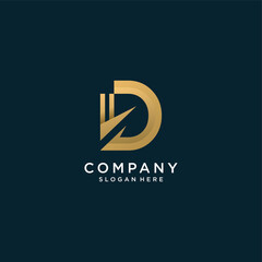 Letter D logo with golden abstract style Premium Vector part 4