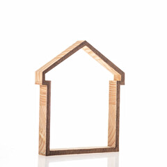 wooden house frame on white background