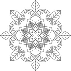 Easy Mandala coloring book simple and basic for beginners, seniors and children. Set of Mehndi flower pattern for Henna drawing and tattoo. Decoration in ethnic oriental, Indian style.