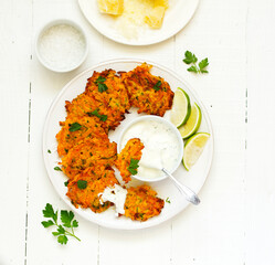 Delicious pumpkin pancakes. Selective focus.