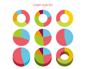 Pie chart vector illustration set. questionnaire. chart