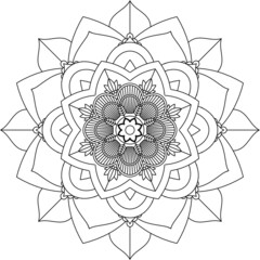 Easy Mandala coloring book simple and basic for beginners, seniors and children. Set of Mehndi flower pattern for Henna drawing and tattoo. Decoration in ethnic oriental, Indian style.