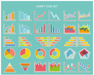 Graph vector illustration set. Line graph . Stock price. chart. Bar graph.