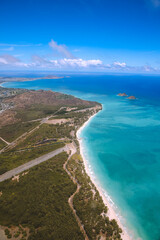 Aerial Bellows Field Beach Park, Waimanalo, Oahu, Hawaii