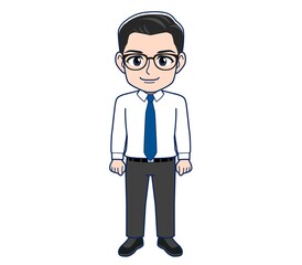 Young employee in a white shirt