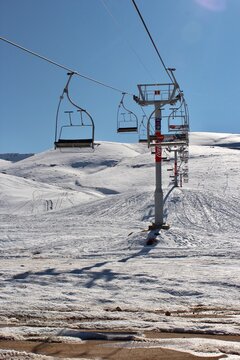 ski lift chairs in Faraya Ski Resort, Lebanon 