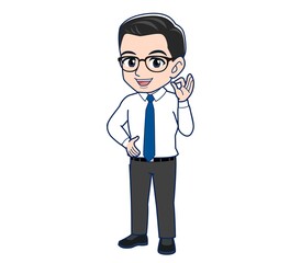 Fototapeta premium Young employee in a white shirt