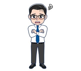 Young employee in a white shirt