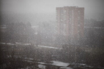 Fototapeta na wymiar Snow in the city