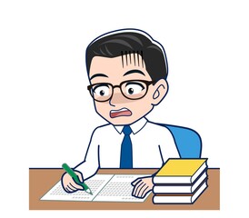 Young employee in a white shirt