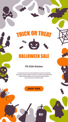 Halloween social media stories template. Space for text. Vector illustration