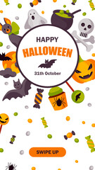 Halloween social media stories template. Space for text. Vector illustration
