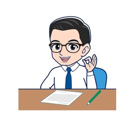 Young employee in a white shirt