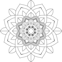 Easy Mandala coloring book simple and basic for beginners, seniors and children. Set of Mehndi flower pattern for Henna drawing and tattoo. Decoration in ethnic oriental, Indian style.